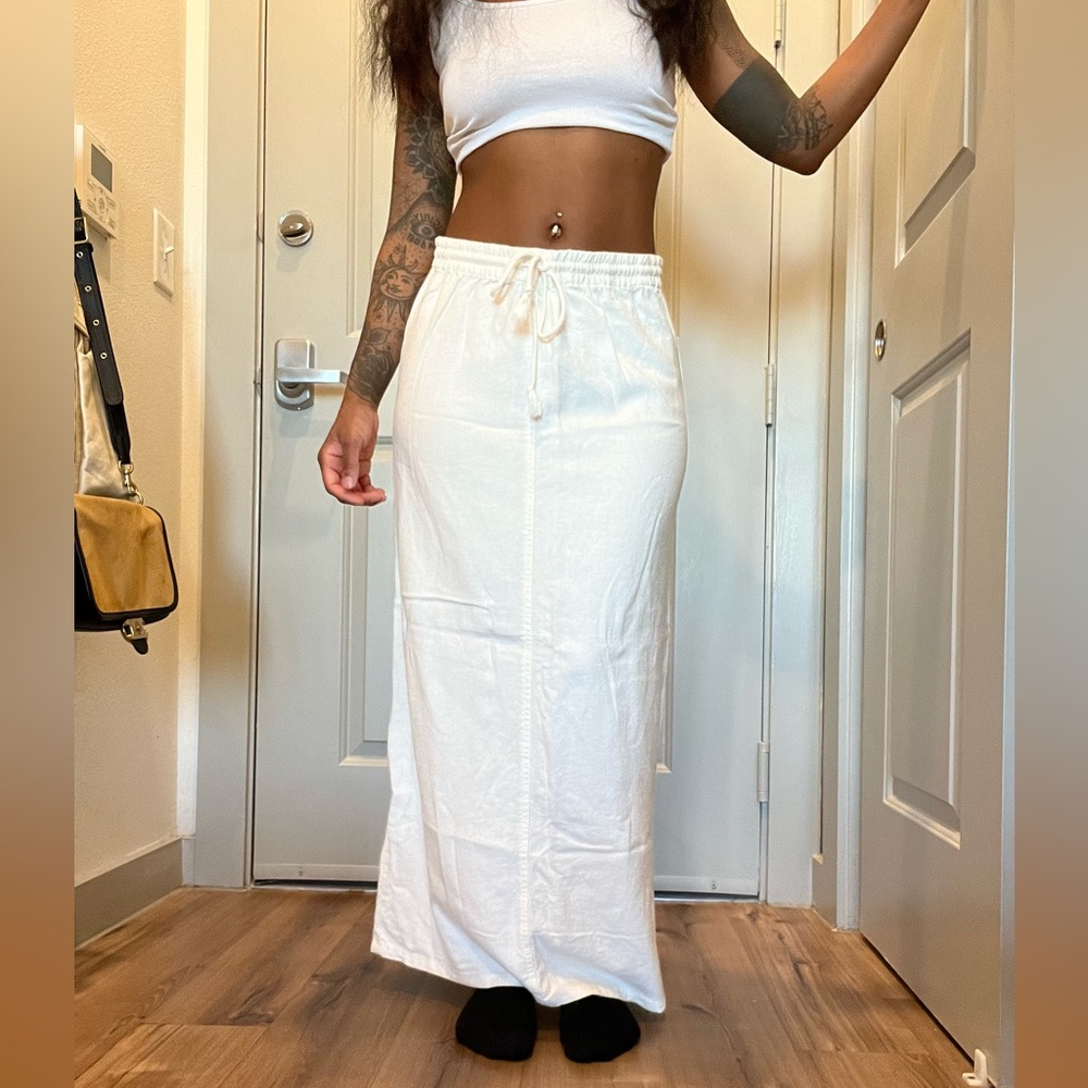 White Linen Brandy Melville Maxi Skirt